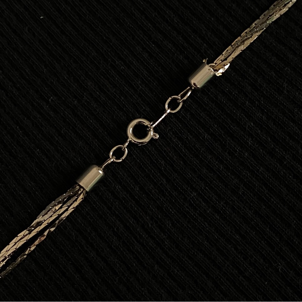 Multi-Strand Pearl Station Necklace - Silver-Tone Snake Chain - Picture 4 of 4